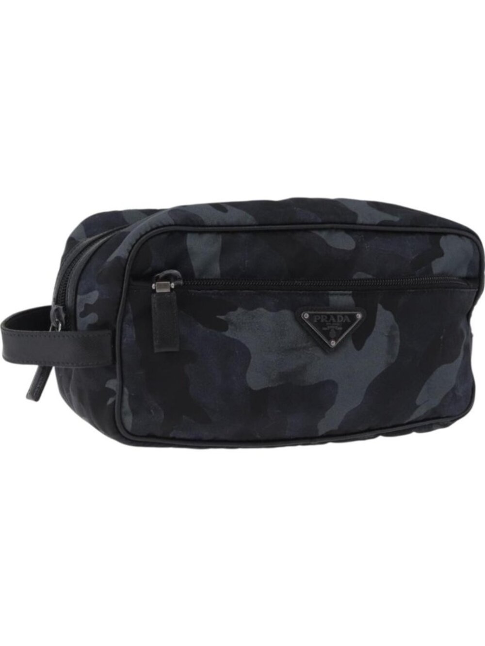 PRADA Clutch Bag Nylon Navy Silver